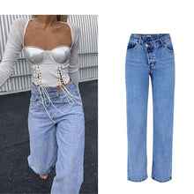 Load image into Gallery viewer, Winter Irregular High Waist Denim Female Flare Jeans For Women Plus Size Bell Bottom Fat Mom Jeans Wide Leg Skinny Jeans Woman