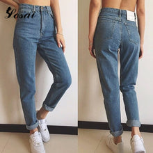 Load image into Gallery viewer, 2019 New Slim Pencil Pants Vintage High Waist Jeans New Womens Pants Full Length Pants Loose Cowboy Pants Jeans Woman