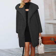Load image into Gallery viewer, ZANZEA Winter Plush Fluffy Coats Women Lapel Neck Open Front Faux Fur Warm Jackets Solid Long Sleeve Overcoats Casual Outwear