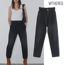 Load image into Gallery viewer, Withered high street collect waist pockets mom jeans woman high waist jeans washed vintage loose harem boyfriend jeans for women