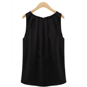 Summer Loose Halter Top Women Vest Casual Tank Tops Solid Color Vest Streetwear Black Sexy Sleeveless O-neck Chiffon White Tops
