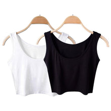 Load image into Gallery viewer, 2018 Summer Slim Render Short Top Sexy Women Sleeveless U Croptops Tank Tops Solid Black/White Crop Tops Tube Vest