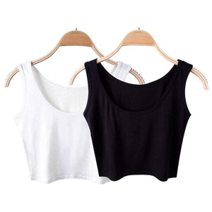 2018 Summer Slim Render Short Top Sexy Women Sleeveless U Croptops Tank Tops Solid Black/White Crop Tops Tube Vest