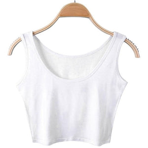 2018 Summer Slim Render Short Top Sexy Women Sleeveless U Croptops Tank Tops Solid Black/White Crop Tops Tube Vest