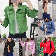 Load image into Gallery viewer, Autumn New Women Fashion Daily Lapel Solid Casual Denim ButtonsShort Jeans Jacket Coat Wholesale Free Ship Z4