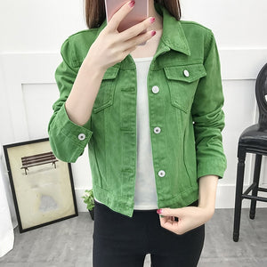 Autumn New Women Fashion Daily Lapel Solid Casual Denim ButtonsShort Jeans Jacket Coat Wholesale Free Ship Z4