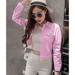 Autumn New Women Fashion Daily Lapel Solid Casual Denim ButtonsShort Jeans Jacket Coat Wholesale Free Ship Z4