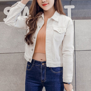 Autumn New Women Fashion Daily Lapel Solid Casual Denim ButtonsShort Jeans Jacket Coat Wholesale Free Ship Z4