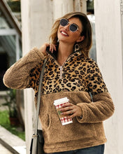 Load image into Gallery viewer, 2019 Winter Fleece Sweater Fashion Leopard Patchwork Fluffy Thick Sweaters Warm Zipper Pullovers Women Winter Coat Sherpa Tops