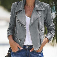 Load image into Gallery viewer, Autumn Winter Coat Women Polyurethane Leather Jacket Cool Sexy Slim Streetwear Lapel Zipper Motorcycle Short Coat