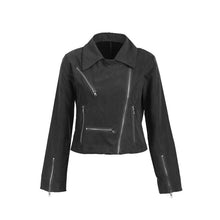 Load image into Gallery viewer, Autumn Winter Coat Women Polyurethane Leather Jacket Cool Sexy Slim Streetwear Lapel Zipper Motorcycle Short Coat