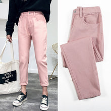 Load image into Gallery viewer, high waist jeans woman harem jeans Pink beige brown black plus size 32 mom pants jeans for women 2019 new spring Autumn And Wint