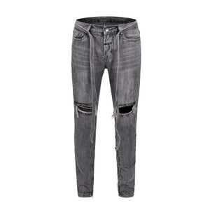 2019 FG 6TH Collection Style Men Ripped Rope Denim Jeans Hiphop Streetwear Men Skinny Fit Denim Jeans Joggers Pants riri Zipper