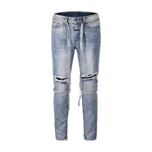 Load image into Gallery viewer, 2019 FG 6TH Collection Style Men Ripped Rope Denim Jeans Hiphop Streetwear Men Skinny Fit Denim Jeans Joggers Pants riri Zipper