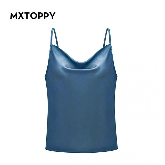 Satin Women Camis Vest Women Summer Tank Tops Female 2019 Sexy Strap Basic Tops Chiffon Sleeveless Camisole Casual Basic Tops