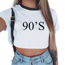 Load image into Gallery viewer, 90s White Bustier Crop Tank Top Women Fitness Clothing Friends Tv Print Halter Tops Cropped Harajuku Shirts