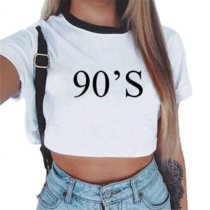 90s White Bustier Crop Tank Top Women Fitness Clothing Friends Tv Print Halter Tops Cropped Harajuku Shirts