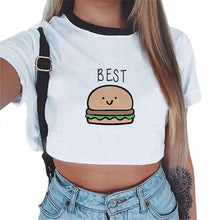 Load image into Gallery viewer, 90s White Bustier Crop Tank Top Women Fitness Clothing Friends Tv Print Halter Tops Cropped Harajuku Shirts