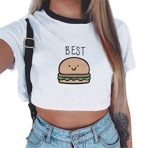 90s White Bustier Crop Tank Top Women Fitness Clothing Friends Tv Print Halter Tops Cropped Harajuku Shirts