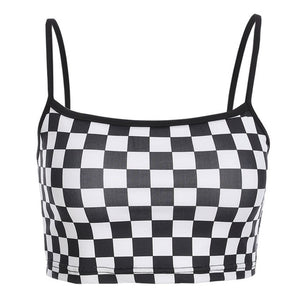 Women Sexy Slim Crop Top Fashion Plaid 2019 Summer Top Streetwear Women Casual Strappy Party Beach Tank Top Cropped feminino